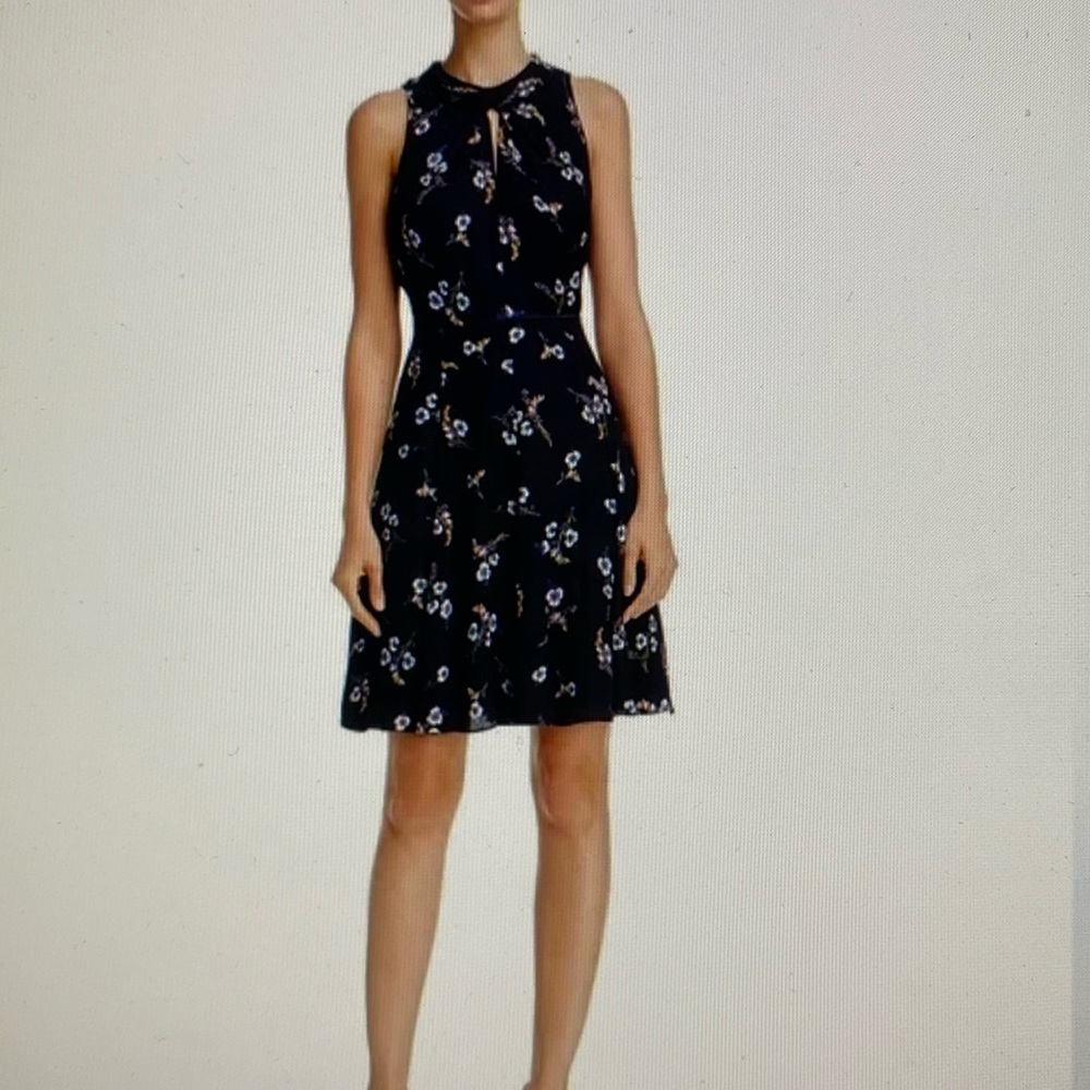 Rebecca Taylor Navy Silk  Natalie Floral Dress size 6
